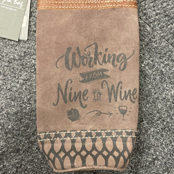 Myra Bag Wine Tote Canvas Leather Working from Nine to Wine NWT Bag Travel Gift - Picture 2 of 5